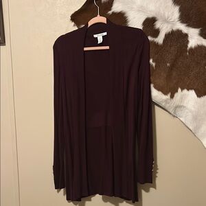 Burgundy Open Front Cardigan